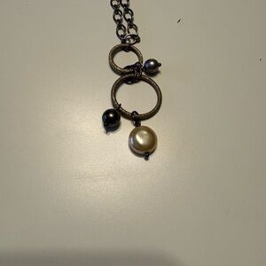 Lia Sophia Black and Pearl Pendant Necklace